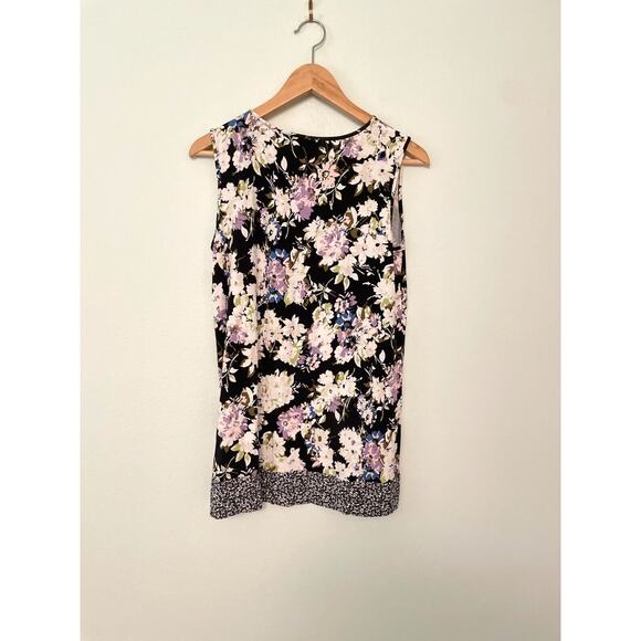 J. Jill Womens Tunic Small Black White Floral Sleeveless Wearever Collection - Picture 4 of 7